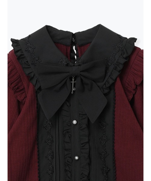 NOEMIE(ノエミー)の「ゴシックローズレースリボンカットソー(Tシャツ/カットソー・レディース・オフホワイト/ダークグレー/ワインレッド・M)」の18枚目の写真