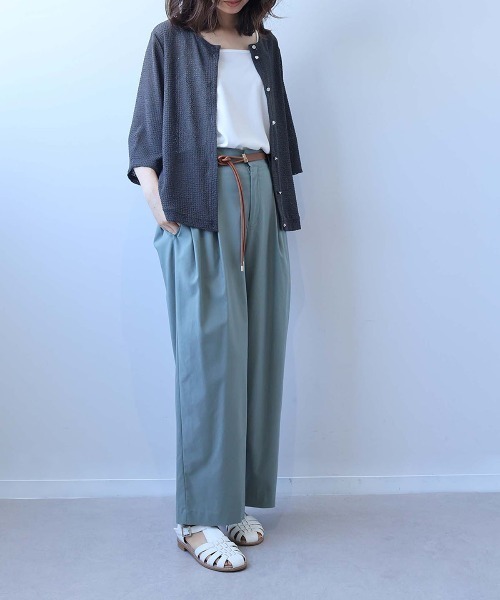 leswel（レスウェル）の「【M～5L】【速乾】【ｾｯﾄｱｯﾌﾟ可】シャーリングメッシュカーディガン（Tシャツ/カットソー・レディース・チャコールグレー/ライトグレー/ブラウン・M/L/LL/3L/4L/5L）」の5枚目の写真