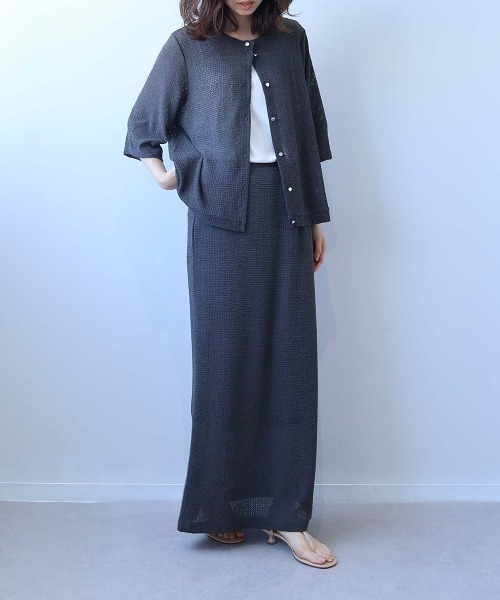 leswel（レスウェル）の「【M～5L】【速乾】【ｾｯﾄｱｯﾌﾟ可】シャーリングメッシュカーディガン（Tシャツ/カットソー・レディース・チャコールグレー/ライトグレー/ブラウン・M/L/LL/3L/4L/5L）」の16枚目の写真