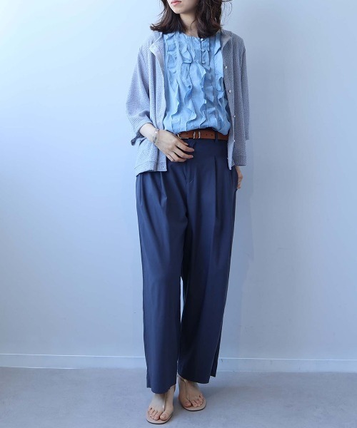 leswel（レスウェル）の「【M～5L】【速乾】【ｾｯﾄｱｯﾌﾟ可】シャーリングメッシュカーディガン（Tシャツ/カットソー・レディース・チャコールグレー/ライトグレー/ブラウン・M/L/LL/3L/4L/5L）」の17枚目の写真
