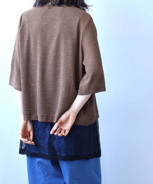 leswel（レスウェル）の「【M～5L】【速乾】【ｾｯﾄｱｯﾌﾟ可】シャーリングメッシュカーディガン（Tシャツ/カットソー・レディース・チャコールグレー/ライトグレー/ブラウン・M/L/LL/3L/4L/5L）」の13枚目の写真
