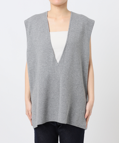 SLOBE IENA（スローブイエナ）の「《WEB限定/追加》ダブルフェイスコットンニットベスト（ベスト・レディース・ブラック/チャコールグレー・FREE）」の13枚目の写真