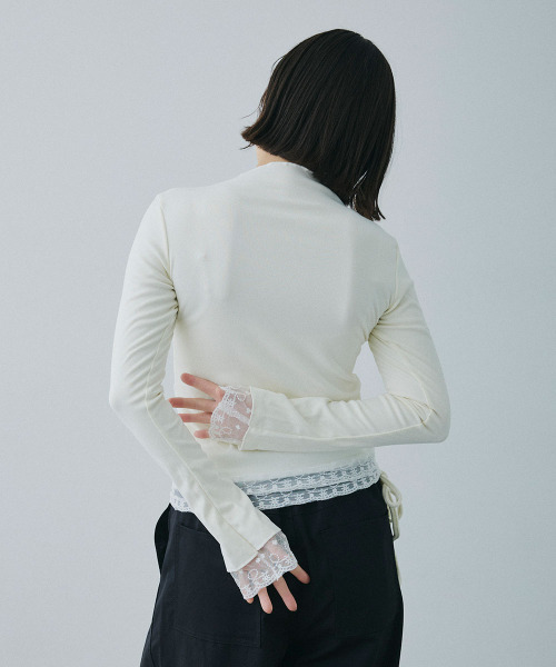 Mirette(ミレット)の「レースレイヤード風ハイネックカットトップス / Lace Layered High Neck Cut Top(Tシャツ/カットソー・レディース・ナチュラル・FREE)」の13枚目の写真