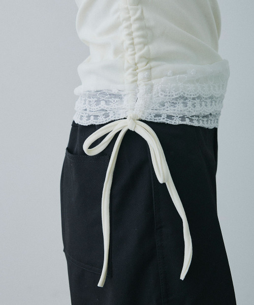 Mirette(ミレット)の「レースレイヤード風ハイネックカットトップス / Lace Layered High Neck Cut Top(Tシャツ/カットソー・レディース・ナチュラル・FREE)」の10枚目の写真