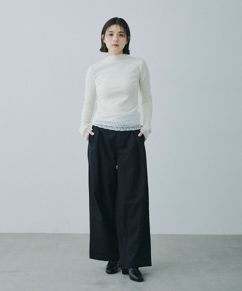Mirette(ミレット)の「レースレイヤード風ハイネックカットトップス / Lace Layered High Neck Cut Top(Tシャツ/カットソー・レディース・ナチュラル・FREE)」の9枚目の写真