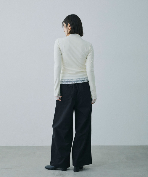 Mirette(ミレット)の「レースレイヤード風ハイネックカットトップス / Lace Layered High Neck Cut Top(Tシャツ/カットソー・レディース・ナチュラル・FREE)」の2枚目の写真