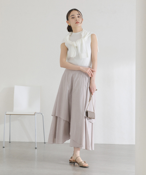 La TOTALITE(ラトータリテ)の「【洗える】シアーランダムフレアスカート(スカート・レディース・ホワイト/ライトグレー・38/36)」の3枚目の写真