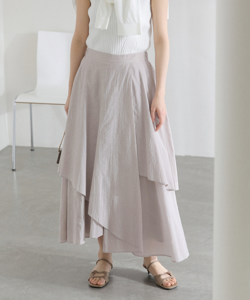 La TOTALITE(ラトータリテ)の「【洗える】シアーランダムフレアスカート(スカート・レディース・ホワイト/ライトグレー・38/36)」の6枚目の写真