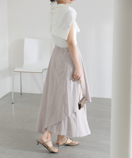 La TOTALITE(ラトータリテ)の「【洗える】シアーランダムフレアスカート(スカート・レディース・ホワイト/ライトグレー・38/36)」の7枚目の写真