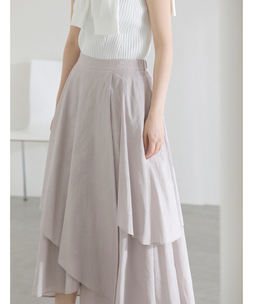 La TOTALITE(ラトータリテ)の「【洗える】シアーランダムフレアスカート(スカート・レディース・ホワイト/ライトグレー・38/36)」の8枚目の写真