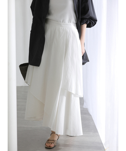La TOTALITE(ラトータリテ)の「【洗える】シアーランダムフレアスカート(スカート・レディース・ホワイト/ライトグレー・38/36)」の12枚目の写真