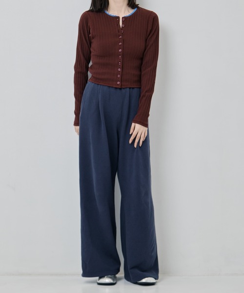 JANE SMITH / JOHN SMITH（ジェーンスミスジョンスミス）の「[JANE SMITH/ジェーン・スミス]COTTON EYELET RIB CARDIGAN（カーディガン/ボレロ・レディース・ミント/ブラウン・38）」の2枚目の写真