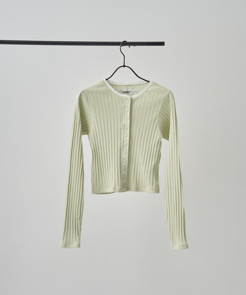 JANE SMITH / JOHN SMITH（ジェーンスミスジョンスミス）の「[JANE SMITH/ジェーン・スミス]COTTON EYELET RIB CARDIGAN（カーディガン/ボレロ・レディース・ミント/ブラウン・38）」の10枚目の写真