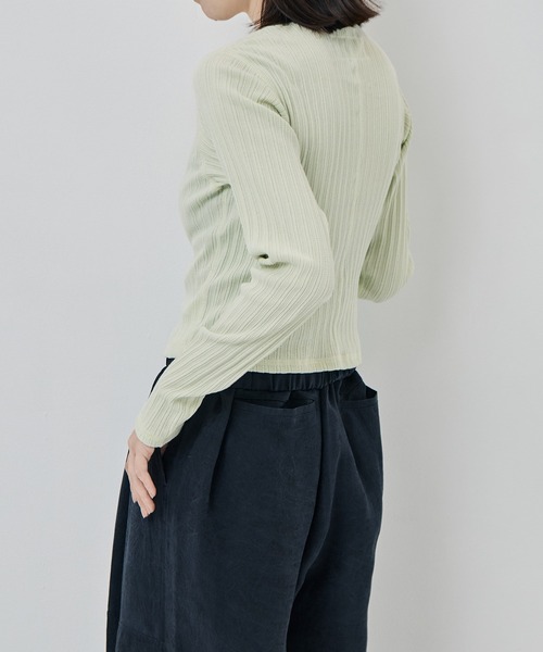 JANE SMITH / JOHN SMITH（ジェーンスミスジョンスミス）の「[JANE SMITH/ジェーン・スミス]COTTON EYELET RIB CARDIGAN（カーディガン/ボレロ・レディース・ミント/ブラウン・38）」の7枚目の写真