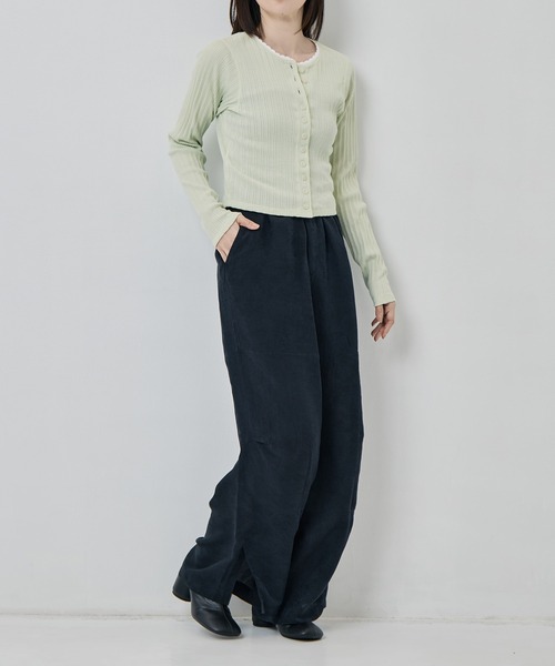 JANE SMITH / JOHN SMITH（ジェーンスミスジョンスミス）の「[JANE SMITH/ジェーン・スミス]COTTON EYELET RIB CARDIGAN（カーディガン/ボレロ・レディース・ミント/ブラウン・38）」の8枚目の写真