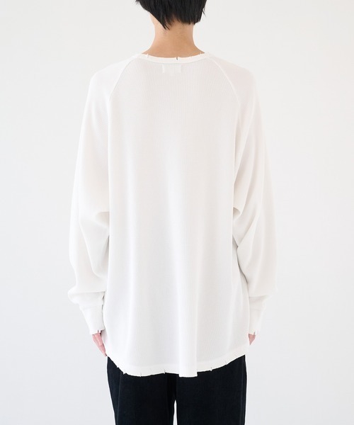 KANEMASA PHIL.(カネマサフィル)の「【KANEMASA PHIL./カネマサフィル】別注 18G Garment Dye Waffle Damage(Tシャツ/カットソー・メンズ・ホワイト/ブラック・L/M)」の8枚目の写真
