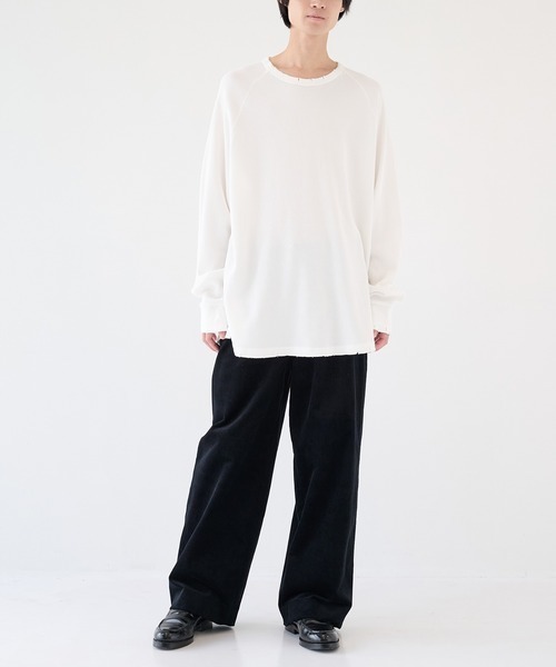 KANEMASA PHIL.(カネマサフィル)の「【KANEMASA PHIL./カネマサフィル】別注 18G Garment Dye Waffle Damage(Tシャツ/カットソー・メンズ・ホワイト/ブラック・L/M)」の3枚目の写真