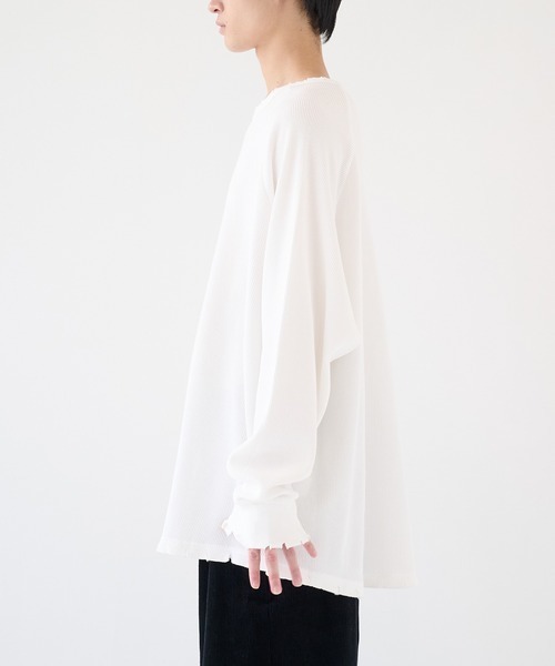 KANEMASA PHIL.(カネマサフィル)の「【KANEMASA PHIL./カネマサフィル】別注 18G Garment Dye Waffle Damage(Tシャツ/カットソー・メンズ・ホワイト/ブラック・L/M)」の7枚目の写真