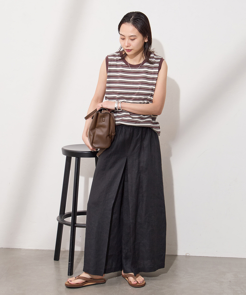 JOURNAL STANDARD（ジャーナルスタンダード）の「《WEB限定追加2》リネン タックキュロット（その他パンツ・レディース・ブラック/ベージュ・34/38/36）」の6枚目の写真