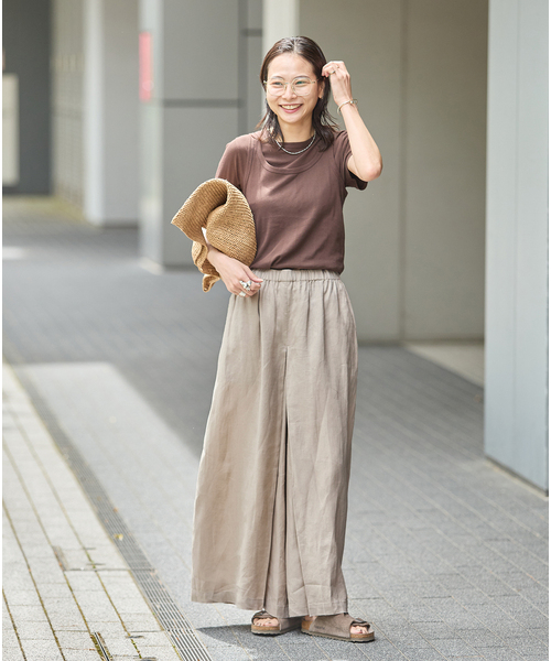 JOURNAL STANDARD（ジャーナルスタンダード）の「《WEB限定追加2》リネン タックキュロット（その他パンツ・レディース・ブラック/ベージュ・34/38/36）」の7枚目の写真