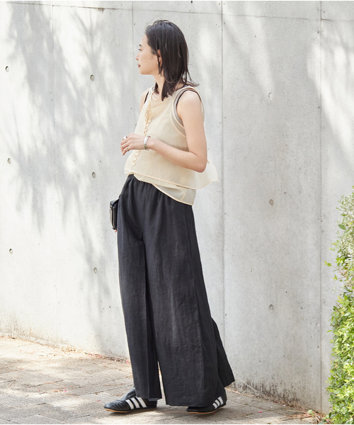 JOURNAL STANDARD（ジャーナルスタンダード）の「《WEB限定追加2》リネン タックキュロット（その他パンツ・レディース・ブラック/ベージュ・34/38/36）」の11枚目の写真