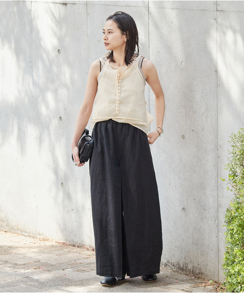 JOURNAL STANDARD（ジャーナルスタンダード）の「《WEB限定追加2》リネン タックキュロット（その他パンツ・レディース・ブラック/ベージュ・34/38/36）」の12枚目の写真