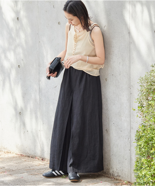 JOURNAL STANDARD（ジャーナルスタンダード）の「《WEB限定追加2》リネン タックキュロット（その他パンツ・レディース・ブラック/ベージュ・34/38/36）」の13枚目の写真