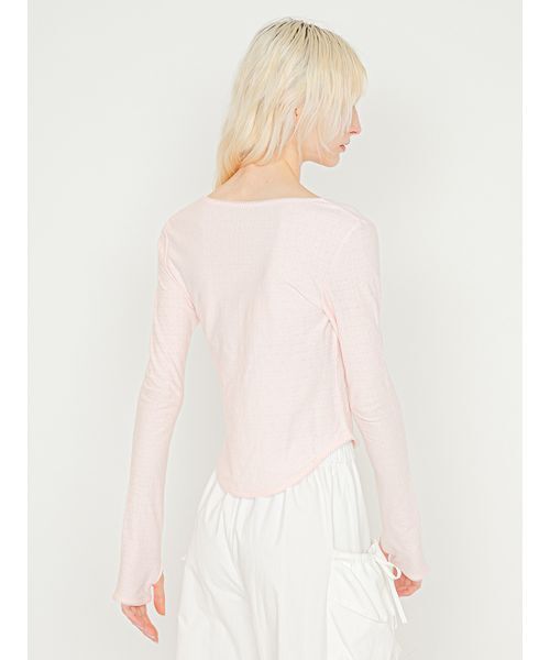 SORIN(ソリン )の「【MADE IN JAPAN 】Soft Cotton U Neck T-shirt/ソフトコットン UネックTシャツ(Tシャツ/カットソー・レディース・ピンク/ホワイト・38)」の6枚目の写真