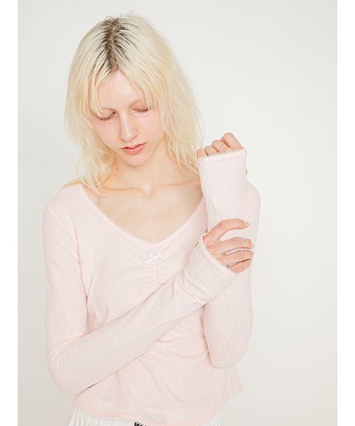 SORIN(ソリン )の「【MADE IN JAPAN 】Soft Cotton U Neck T-shirt/ソフトコットン UネックTシャツ(Tシャツ/カットソー・レディース・ピンク/ホワイト・38)」の7枚目の写真