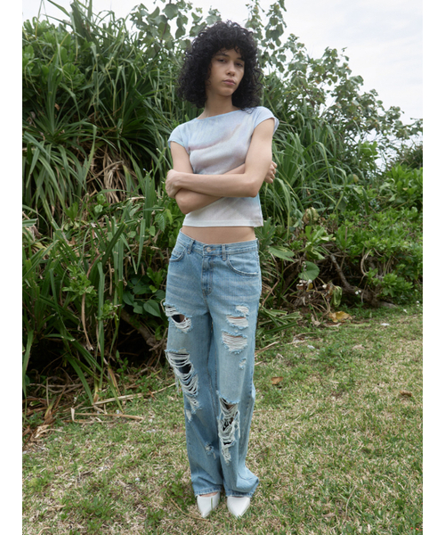 Kijun(キジュン)の「Distressed Relaxed Fit Jeans Blue(デニムパンツ・レディース・その他・SMALL/MEDIUM)」の2枚目の写真