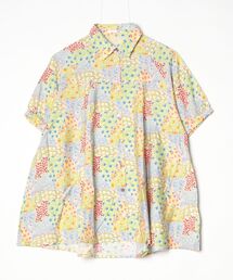 水彩花柄レギュラーカラーラグランBL