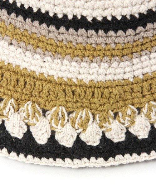 BAYFLOW(ベイフロー)の「クロシェ編みボーダーハット(ハット・レディース・ブラウン/ナチュラル・FREE)」の6枚目の写真