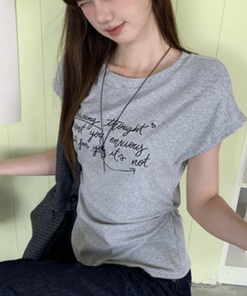 semplice(センプリチェ)の「Tシャツ【韓国ファッション】(Tシャツ/カットソー・レディース・グレー・XL/L/M/S)」の8枚目の写真