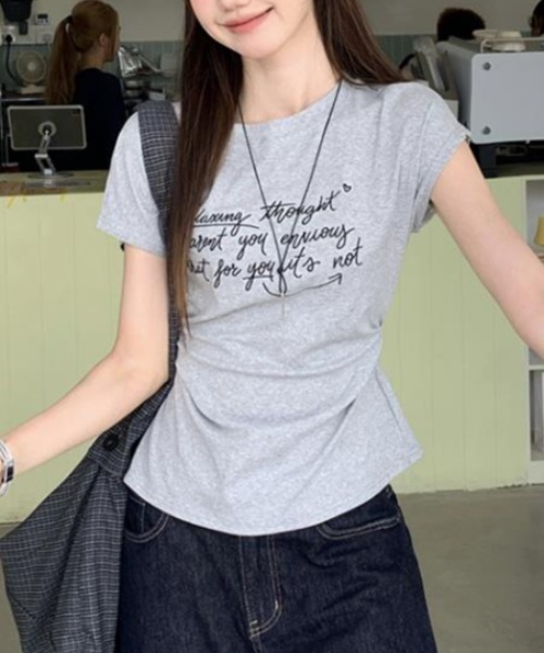 semplice(センプリチェ)の「Tシャツ【韓国ファッション】(Tシャツ/カットソー・レディース・グレー・XL/L/M/S)」の9枚目の写真