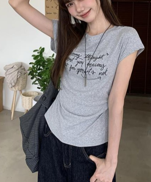 semplice(センプリチェ)の「Tシャツ【韓国ファッション】(Tシャツ/カットソー・レディース・グレー・XL/L/M/S)」の2枚目の写真
