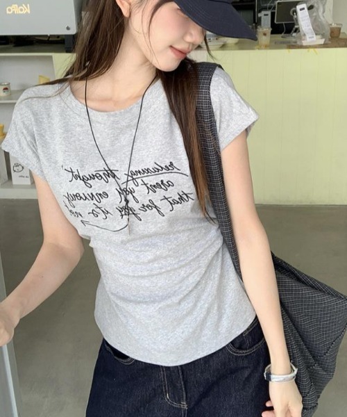 semplice(センプリチェ)の「Tシャツ【韓国ファッション】(Tシャツ/カットソー・レディース・グレー・XL/L/M/S)」の4枚目の写真