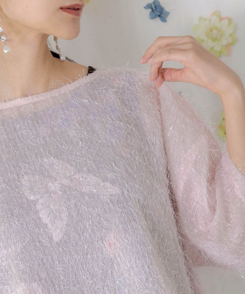 iS ScoLar(イズスカラー)の「562210:フェザーラメシフォンプルオーバー付き 蝶柄ワンピース(ワンピース・レディース・ブラック/グレー・M)」の10枚目の写真