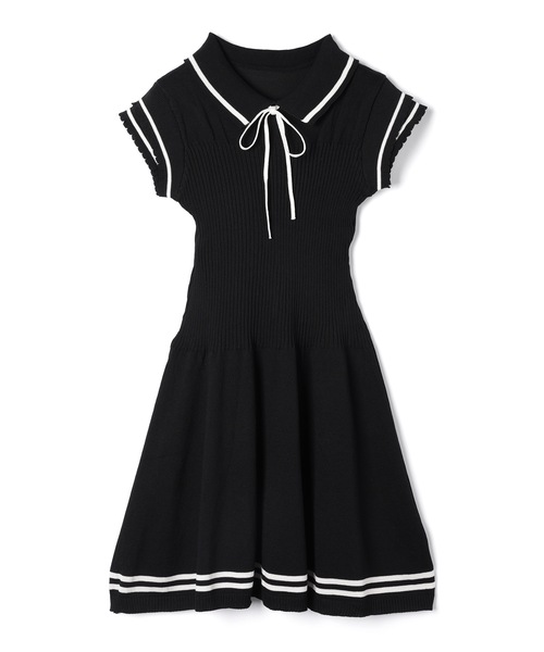 M DOLLY(エムドリー)の「Frill sleeves hallie line knit mini dress / フリルスリーブハリーラインニットミニドレス(ワンピース・レディース・ブラック/ホワイト/ネイビー・FREE)」の17枚目の写真