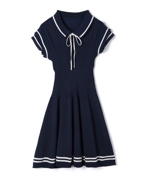 M DOLLY(エムドリー)の「Frill sleeves hallie line knit mini dress / フリルスリーブハリーラインニットミニドレス(ワンピース・レディース・ブラック/ホワイト/ネイビー・FREE)」の19枚目の写真