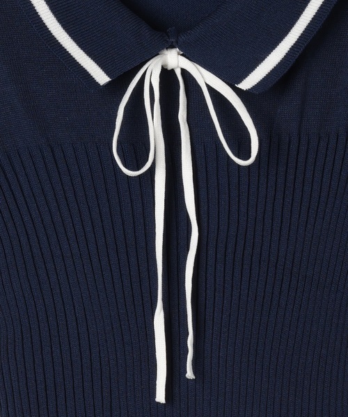 M DOLLY(エムドリー)の「Frill sleeves hallie line knit mini dress / フリルスリーブハリーラインニットミニドレス(ワンピース・レディース・ブラック/ホワイト/ネイビー・FREE)」の21枚目の写真