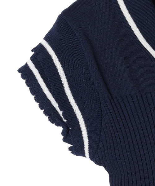 M DOLLY(エムドリー)の「Frill sleeves hallie line knit mini dress / フリルスリーブハリーラインニットミニドレス(ワンピース・レディース・ブラック/ホワイト/ネイビー・FREE)」の22枚目の写真