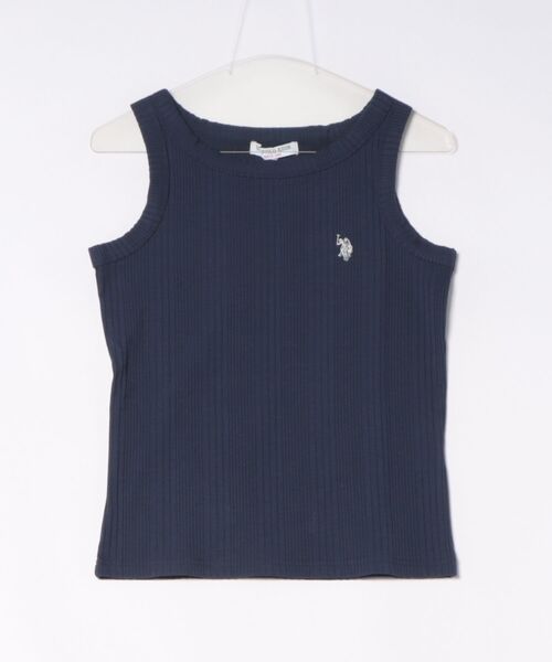 U.S. POLO ASSN.（ユーエスポロアッスン）の「【U.S. POLO ASSN./ユーエスポロアッスン】【細見え シンプルブランドロゴ刺繍】ワンポイントリブタンクトップ 着痩せ 伸縮性 インナー 重ね着 春 夏（タンクトップ・レディース・ネイビー/ブラック/オフホワイト・MEDIUM/LARGE）」の3枚目の写真