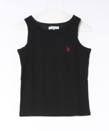 【U.S. POLO ASSN./ユーエスポロアッスン】【細見え シンプルブランドロゴ刺繍】ワンポイントリブタンクトップ 着痩せ 伸縮性 インナー 重ね着 春 夏