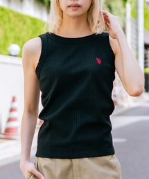 【U.S. POLO ASSN./ユーエスポロアッスン】【細見え シンプルブランドロゴ刺繍】ワンポイントリブタンクトップ 着痩せ 伸縮性 インナー 重ね着 春 夏