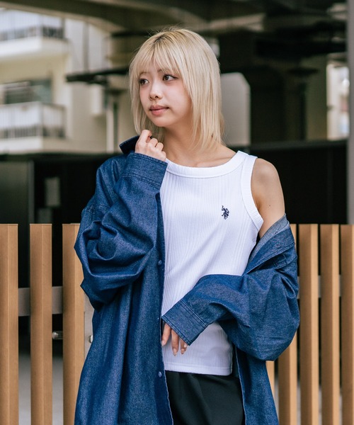 U.S. POLO ASSN.(ユーエスポロアッスン)の「【U.S. POLO ASSN./ユーエスポロアッスン】【細見え シンプルブランドロゴ刺繍】ワンポイントリブタンクトップ 着痩せ 伸縮性 インナー 重ね着 春 夏(タンクトップ・レディース・ネイビー/ブラック/オフホワイト・MEDIUM/LARGE)」の16枚目の写真