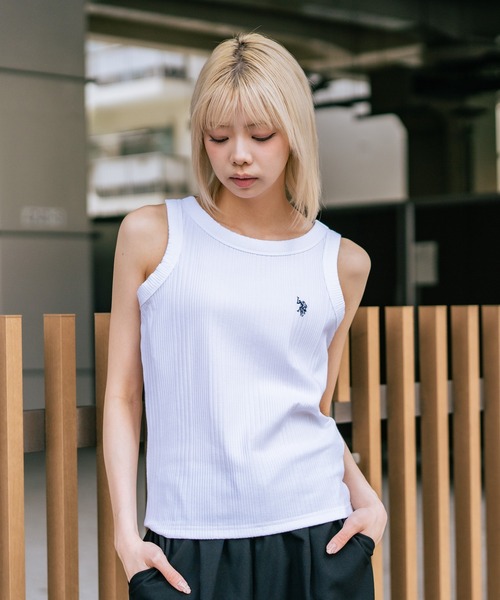 U.S. POLO ASSN.(ユーエスポロアッスン)の「【U.S. POLO ASSN./ユーエスポロアッスン】【細見え シンプルブランドロゴ刺繍】ワンポイントリブタンクトップ 着痩せ 伸縮性 インナー 重ね着 春 夏(タンクトップ・レディース・ネイビー/ブラック/オフホワイト・MEDIUM/LARGE)」の19枚目の写真