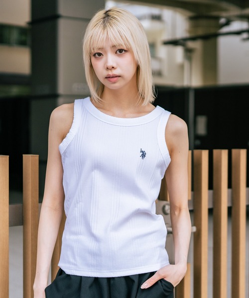 U.S. POLO ASSN.(ユーエスポロアッスン)の「【U.S. POLO ASSN./ユーエスポロアッスン】【細見え シンプルブランドロゴ刺繍】ワンポイントリブタンクトップ 着痩せ 伸縮性 インナー 重ね着 春 夏(タンクトップ・レディース・ネイビー/ブラック/オフホワイト・MEDIUM/LARGE)」の20枚目の写真