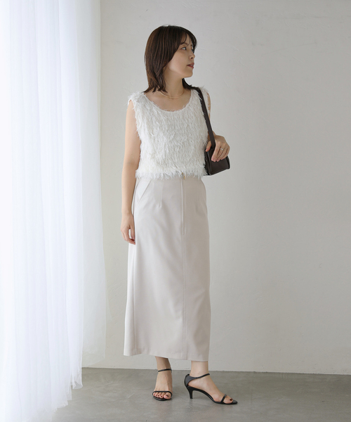 La TOTALITE(ラトータリテ)の「【洗える】ZIPアイラインスカート(スカート・レディース・ベージュ/ブルー・40/38/36)」の3枚目の写真