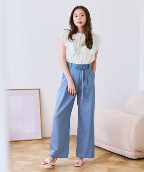 MISCH MASCH(ミッシュマッシュ)の「2026春夏新作 細リボンベルト付き2タックワイドパンツ(その他パンツ・レディース・ブラック/ベージュ/ブルー・S/M)」の13枚目の写真