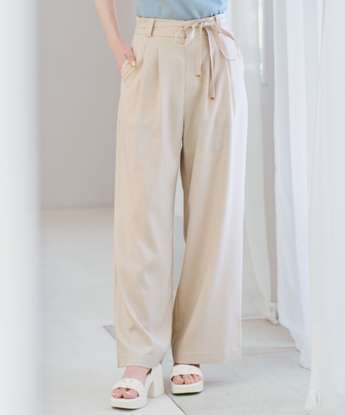 MISCH MASCH(ミッシュマッシュ)の「2026春夏新作 細リボンベルト付き2タックワイドパンツ(その他パンツ・レディース・ブラック/ベージュ/ブルー・S/M)」の7枚目の写真